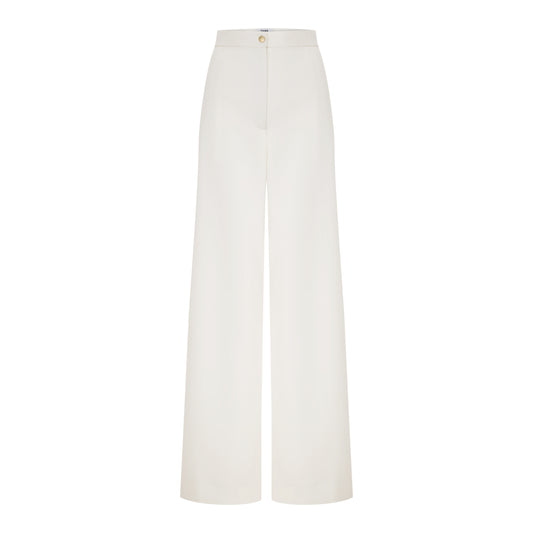 White High-Rise Wool Trousers