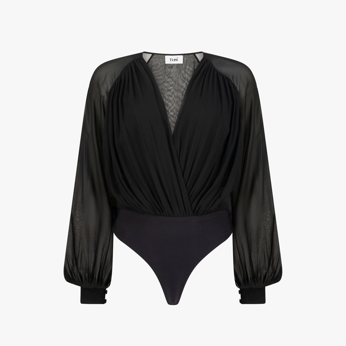 Silk Wrap Blouse (Black) – Botsi