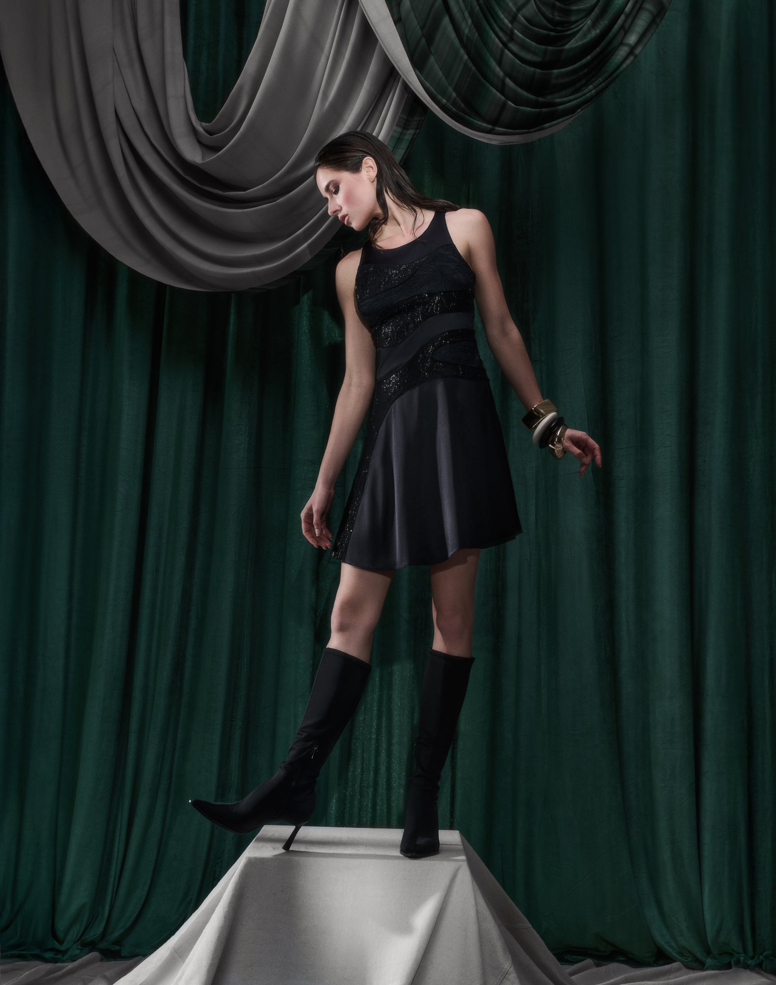 Eterna Patchwork Dress (Black/Charcoal) – Botsi